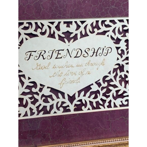 Vintage Friendship Framed Wall Art with Ornate Gold Frame Burgundy Background 12 - Picture 8 of 9